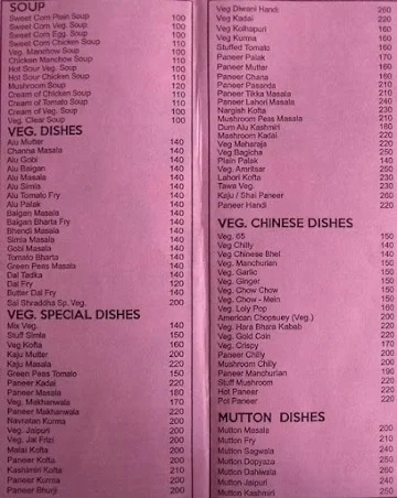 Hotel Sai Shraddha menu 