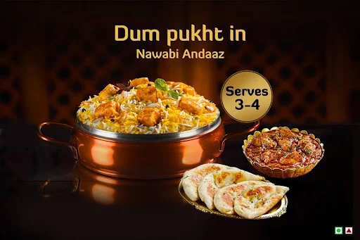 Nawabi Handi Dum Biryani With Non-Veg Curry And Breads Combo (Serves 3-4)