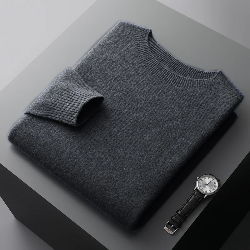Heren ronde hals basic ondershirt dun, voor middelbare leeftijd en ouderen, trui als onderlaag. Perfect om te combineren.