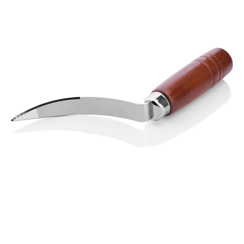RVS kokosmes met houten handvat. Gemakkelijk kokosnoten openen. Duurzaam keukengereedschap voor moeiteloos gebruik. Ergonomisch ontwerp.