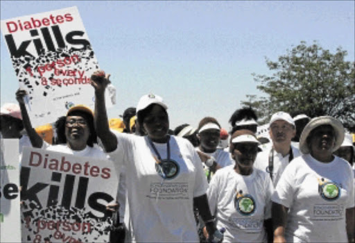 HEALTH WALK: President Jacob Zuma's wife Bongi Ngema-Zuma led a march in the Free State on World Diabetes Day. Photo: Bafana Mahlangu