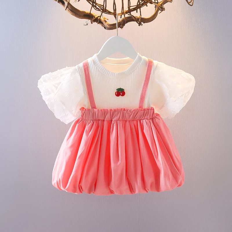 Modieuze meisjesjurk met rok, nep tweedelig casual voor 1-3 jaar, comfortabel en stijlvol voor dagelijks gebruik.