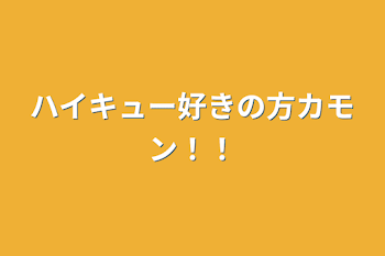 ハイキュー好きの方カモン！！