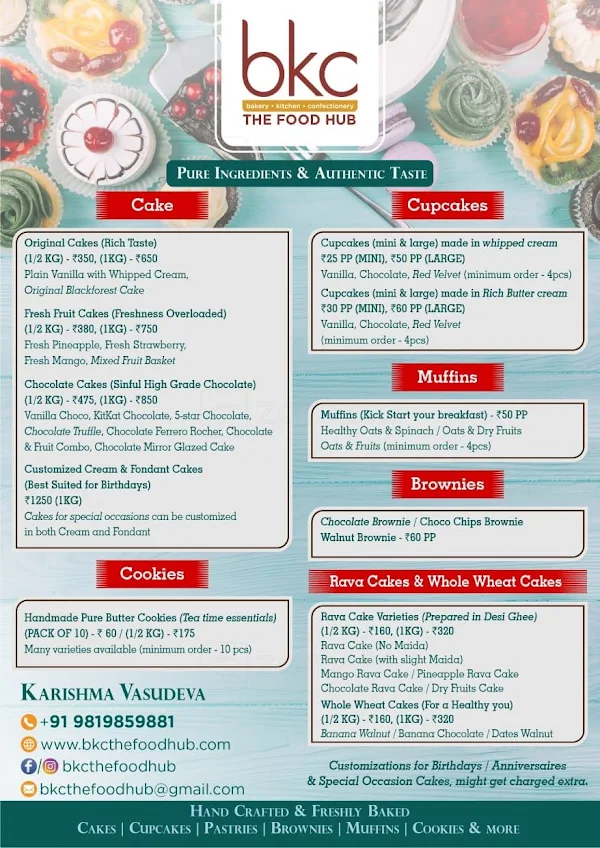 Bkcthefoodhub menu 