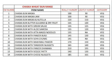 Chaska Bun menu 