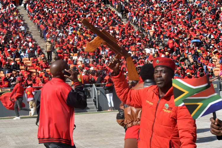 EFF supporters at the EFF 10th Year anniversary Rally at FNB Stadium in Johannesburg.