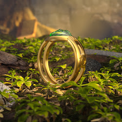 "Grim Moon" Gold Ring of Protection +1