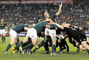 SQUASHED: South Africa's Francois Louw, centre, may miss the Boks' end-of-year tour of Ireland, Britain and Italy after having surgery to his neck following the recent defeat by the All Blacks