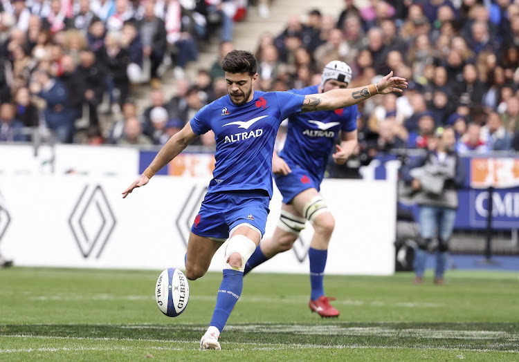 Romain Ntamack of France during their Six Nations match between against Wales at Stade de France in Saint-Denis near Paris on March 18 2023.