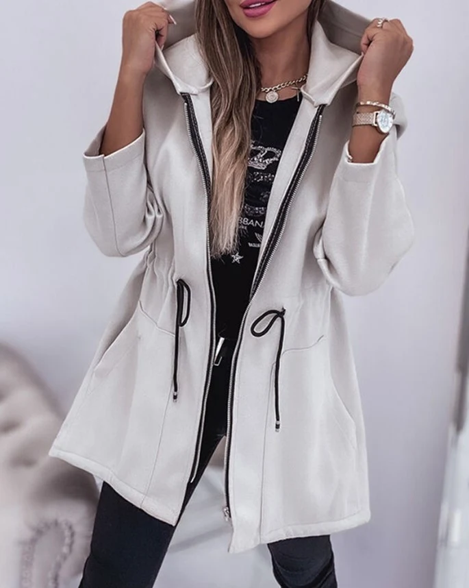 2023 Fall Winter Fashion Casual Hooded Coat Women's Clothing, a stylish and comfortable outerwear option, perfect for ev