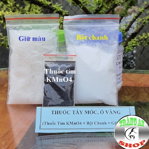 Combo Set Tẩy Mốc Quần Áo Bộ 3 Gói Gồm Bột Tím + Bột Chanh + Giữ Màu, Tẩy Mốc Ố Vàng Quần Áo Trắng Và Màu