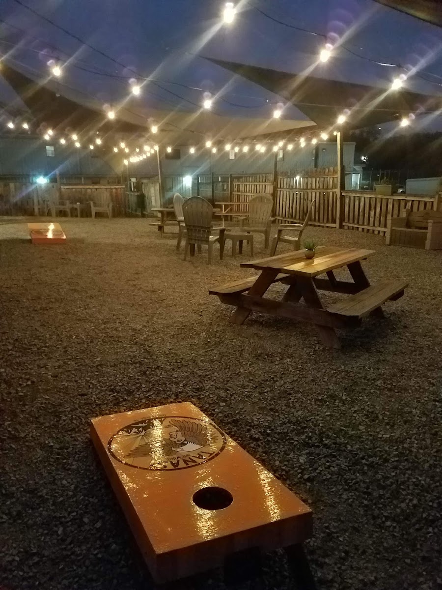 Our beer garden at night