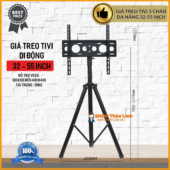 [Theo Dõi Shop Để Nhận Coupon 20%] Giá Treo Màn Hình 3 Chân Đứng 32 - 55 Inch - Tùy Chỉnh Đa Năng