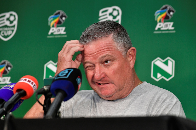 SuperSport United coach Gavin Hunt during the Nedbank Cup press conference at PSL headquarters on February 19 2024.