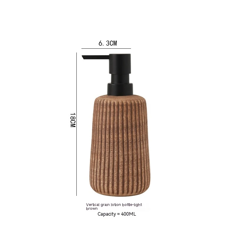 Retro kreative Keramik Lotion Flasche mit vertikalem Muster, stilvolles Badezimmeraccessoire, langlebig und dekorativ, ideal für Lotionen.