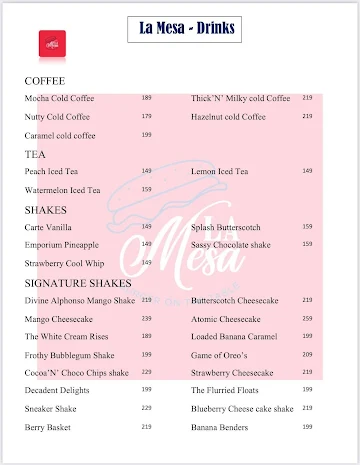 La Mesa menu 