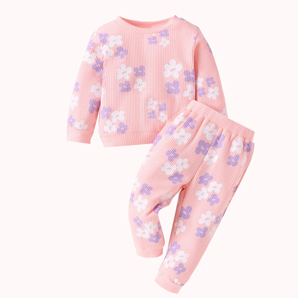 Creative All-match Girls' Long Sleeve Waffle Printing Suit perfect for any occasion. Comfortable and stylish design for 