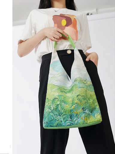 Title 2, Oil Painting Wheat Field Canvas Bag Fashion Por...