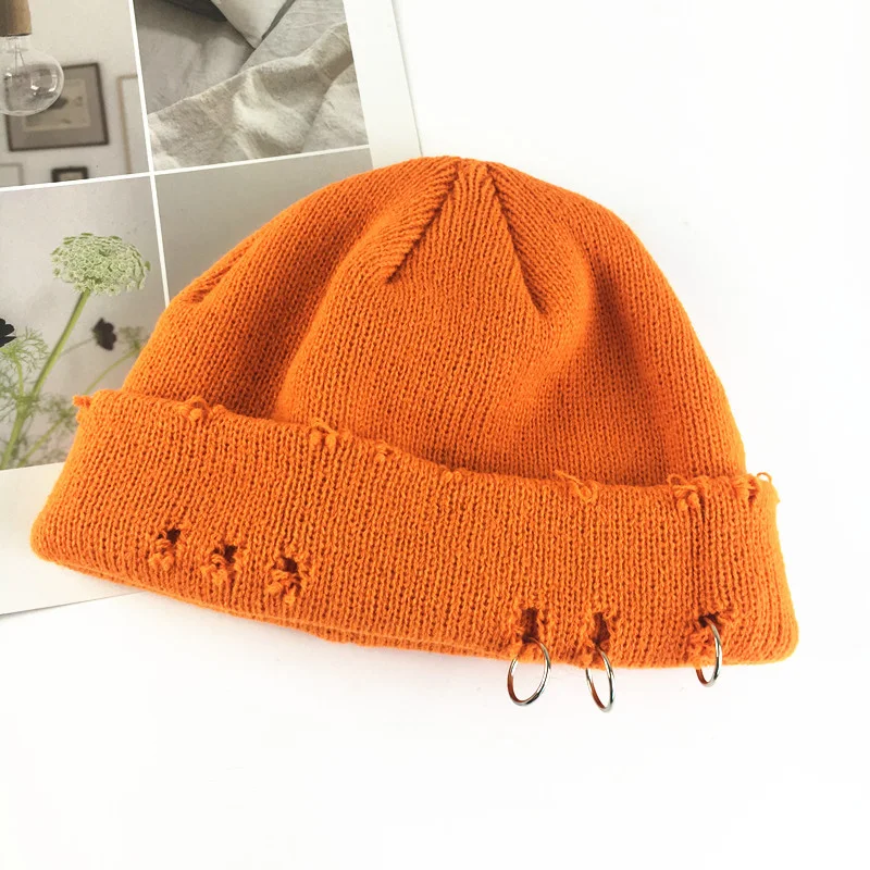 Chapeau chaud tricoté en laine avec trou de cerceau de personnalité