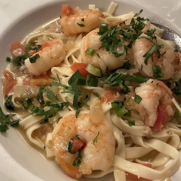 Garlic shrimp with GF fettuccine