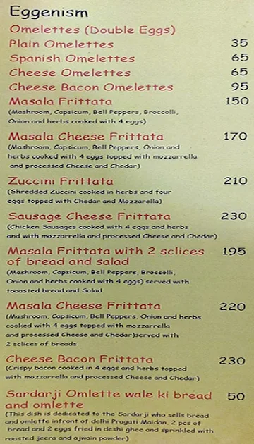 The Breakfast menu 