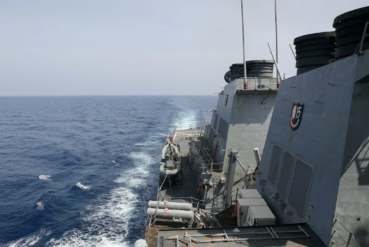 The Arleigh Burke-class guided-missile destroyer USS Milius (DDG 69), deployed to the U.S. 7th Fleet area of operations, conducts a Taiwan Strait transit operation, at an undisclosed location in this handout picture released on April 17 2023. Picture: HANDOUT via REUTERS