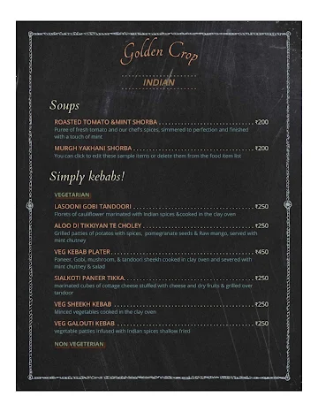 Golden Crop menu 