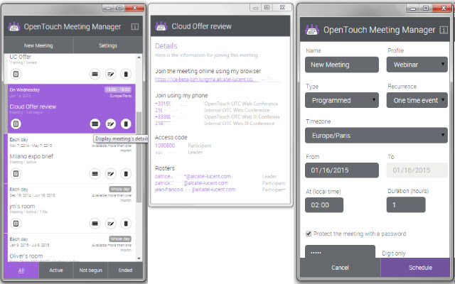 OpenTouch Meeting Manager chrome extension