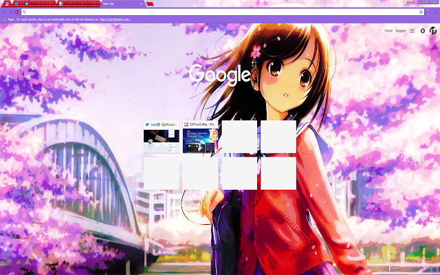 Schoolgirl on the sakura background | Kawaii chrome extension