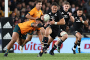 Caleb Clarke of the All Blacks in action during The Rugby Championship and Bledisloe Cup match against Australia at Eden Park on September 24, 2022 in Auckland, New Zealand.