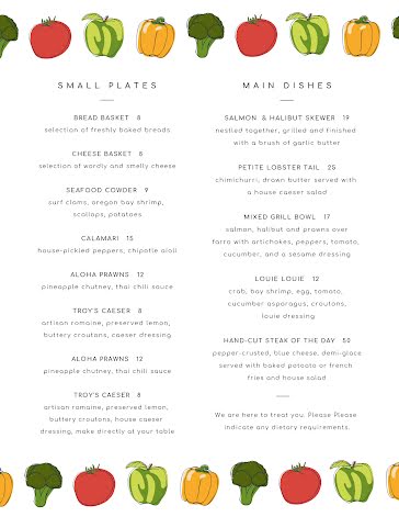 Veggie Menu - Food Menu template