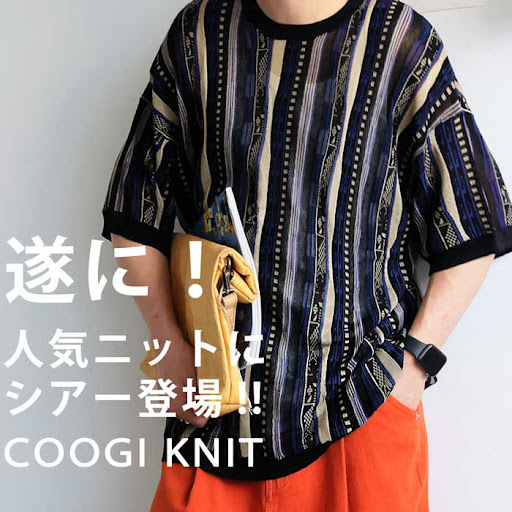 シアーニット COOGI風 半袖トップス メンズ 送料無料・再入荷 (100