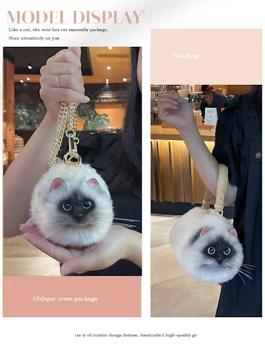 New Niche Pop Unique Design Small Bag Cross-Body Mobile Phone Bag Female Style Small Bag Ladies, Cat Siamese Satchel, Ha
