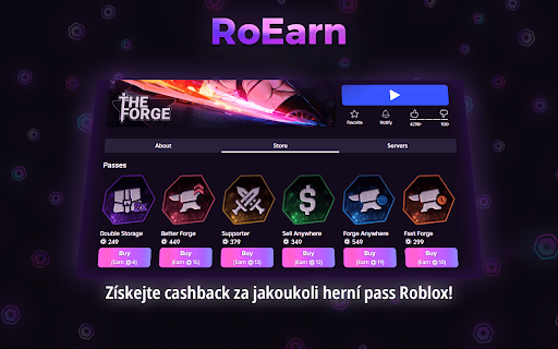 RoEarn: Cashback na nákupy v Roblox