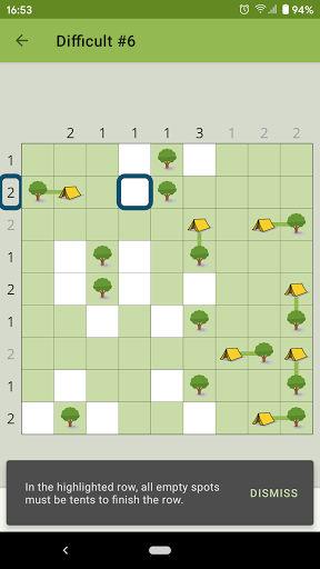 Screenshot Trees and Tents Puzzle