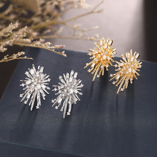 Title 3, Zircon Fireworks Non-piercing Ear Clips. Dazzli...