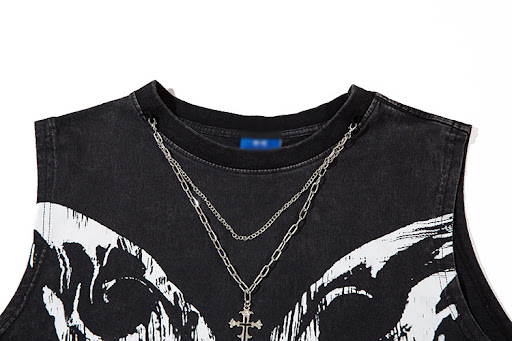 Title 5, Butterfly ripped distressed necklace vest for m...