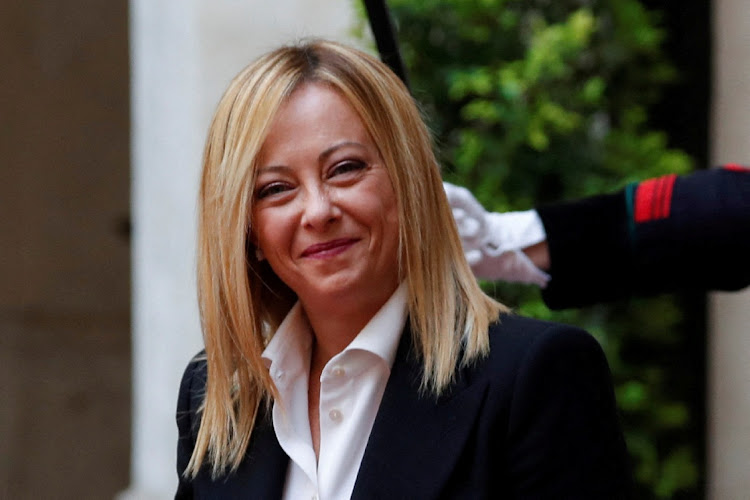 Italian Prime Minister Giorgia Meloni arrives for her first cabinet meeting at Chigi Palace in Rome, Italy on October 23 2022. Picture: REUTERS/REMO CASILLI