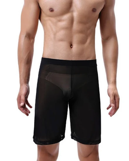 CLEVER-MENMODE Boxer Men Underwear Sexy Mesh Sleep Bottom... - 2