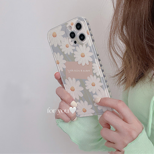 Title 2, Transparent Side Oil Painting Daisy Silicone Ph...