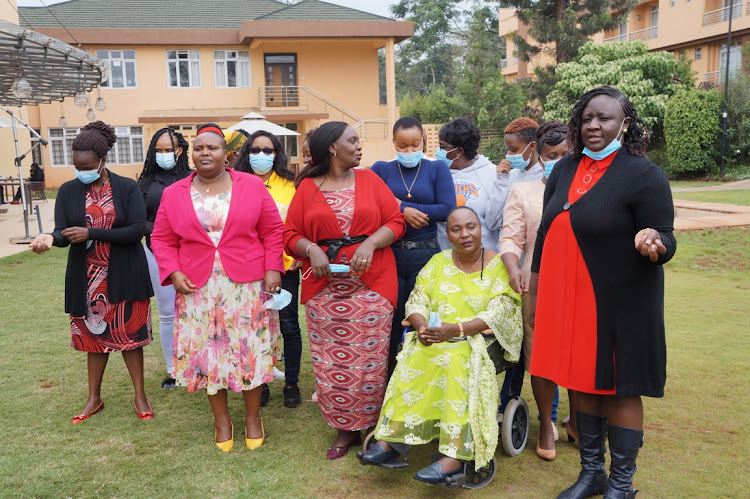 Kiambu Deputy Governor Joyce Ngugi (in a red sweater) with women MCAs