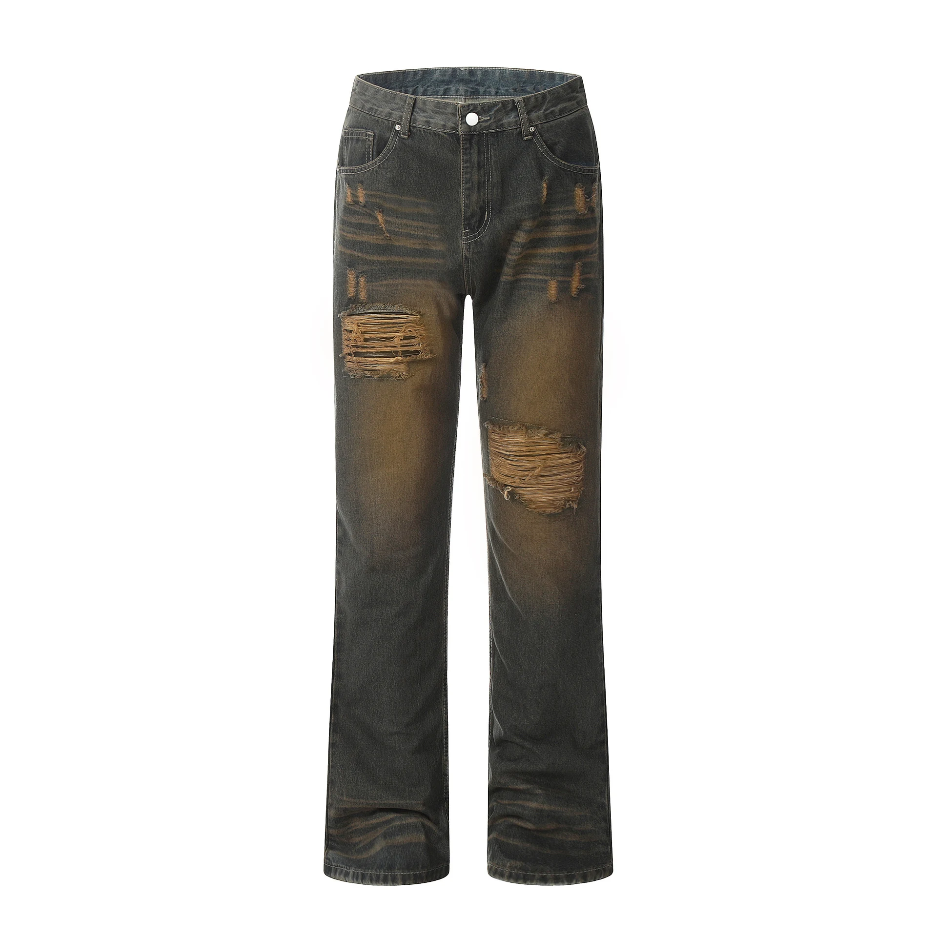 Title 5, Retro Gewassen Ripped Jeans Straight American H...