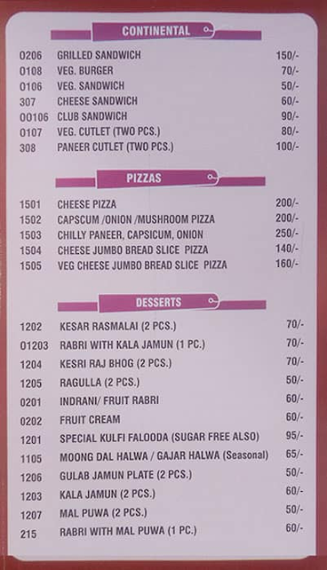 Nathu's Sweets menu 