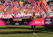 Tadu Nare crosses the finish line in first place during the 2023 SPAR Women's Challenge at SuperSport Park on August 05, 2023 in Centurion, South Africa. 