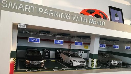 A miniature version to showcase Ericsson's smart parking technology solution.