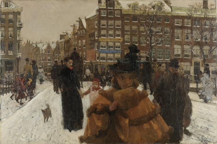 beeld: © George Hendrik Breitner 1857-1923<br />
Bridge over the Singel near Paleisstraat in Amsterdam ca 1897<br />
Oil on canvas 100 x 152 cm<br />
Rijksmuseum Amsterdam