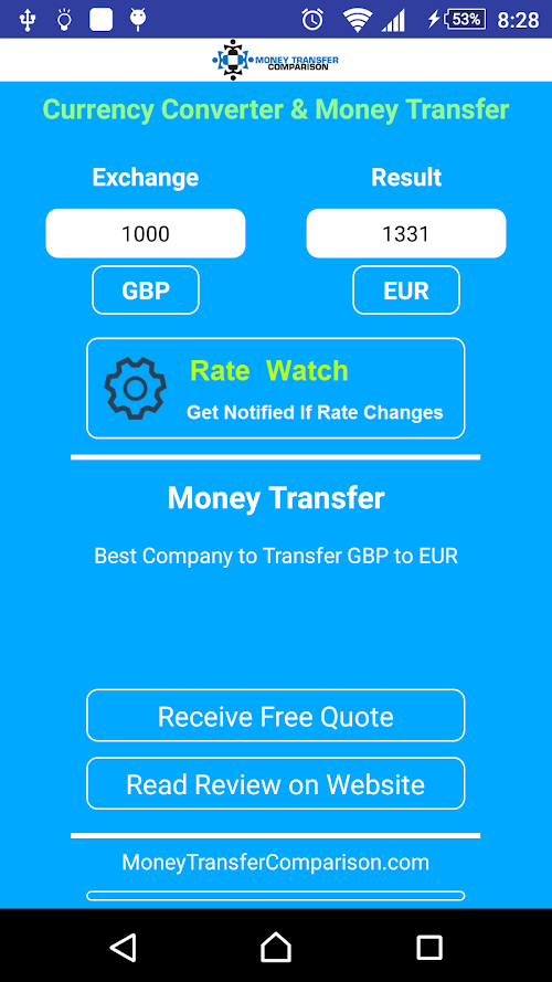 Android application Currency Exchange and Transfer screenshort
