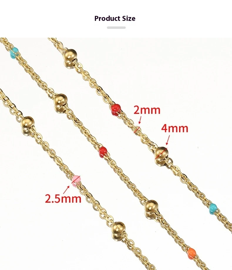 Title 4, Perles rondes en acier inoxydable colorées, cha...