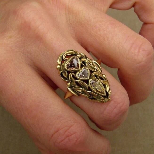 Title 5, Bague femme Tres Jie rétro en forme de fleur av...