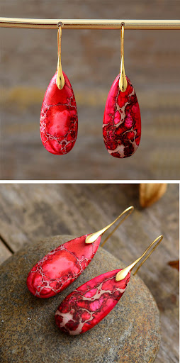 Title 2, Bohemian Emperor Stone Water Drop Earrings, Nat...